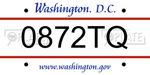 0872TQ District Of Columbia License Plate