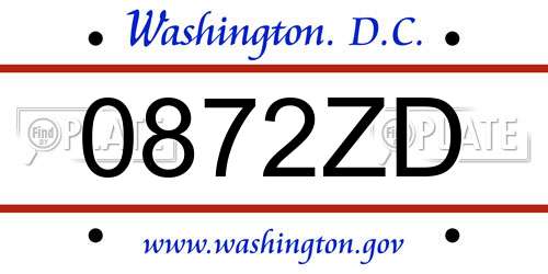 0872ZD District Of Columbia License Plate