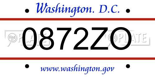 0872ZO District Of Columbia License Plate
