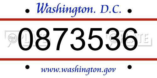 0873536 District Of Columbia License Plate