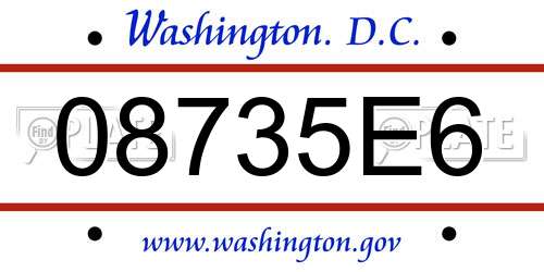 08735E6 District Of Columbia License Plate