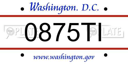 0875TI District Of Columbia License Plate