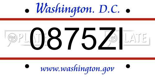 0875ZI District Of Columbia License Plate