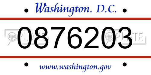 0876203 District Of Columbia License Plate