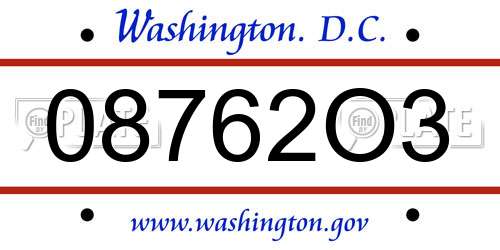 08762O3 District Of Columbia License Plate