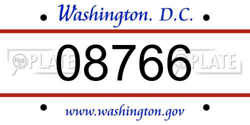 08766 District Of Columbia License Plate