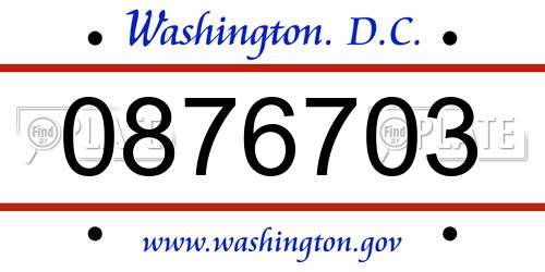 0876703 District Of Columbia License Plate