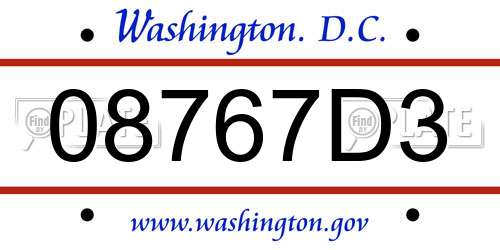 08767D3 District Of Columbia License Plate