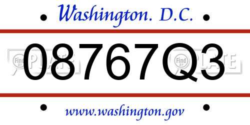 08767Q3 District Of Columbia License Plate