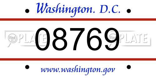 08769 District Of Columbia License Plate