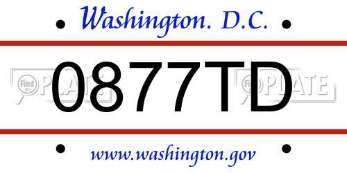 0877TD District Of Columbia License Plate
