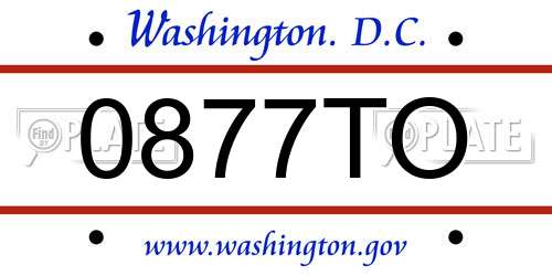 0877TO District Of Columbia License Plate