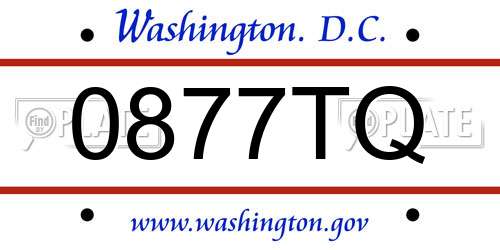 0877TQ District Of Columbia License Plate