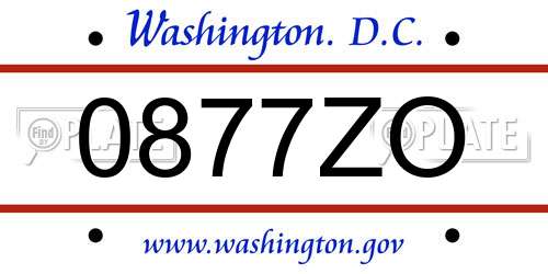 0877ZO District Of Columbia License Plate