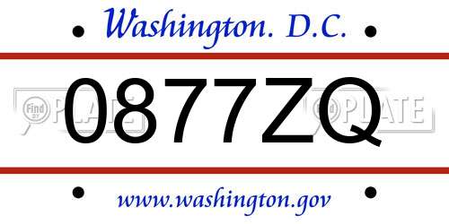 0877ZQ District Of Columbia License Plate