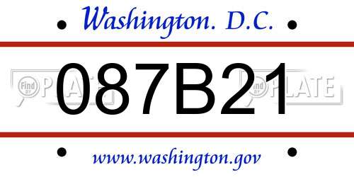 087B21 District Of Columbia License Plate