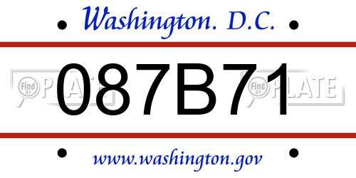 087B71 District Of Columbia License Plate
