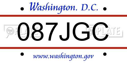 087JGC District Of Columbia License Plate