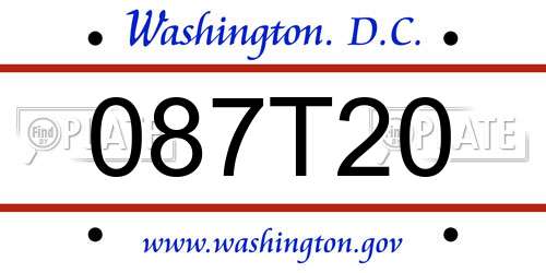 087T20 District Of Columbia License Plate