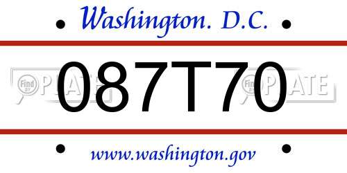 087T70 District Of Columbia License Plate