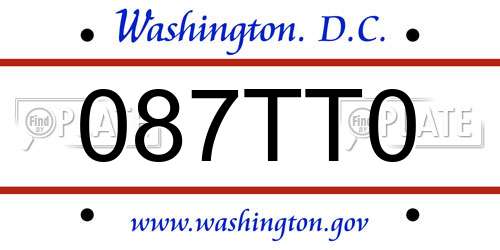 087TT0 District Of Columbia License Plate