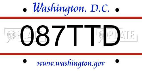 087TTD District Of Columbia License Plate