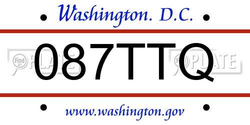 087TTQ District Of Columbia License Plate