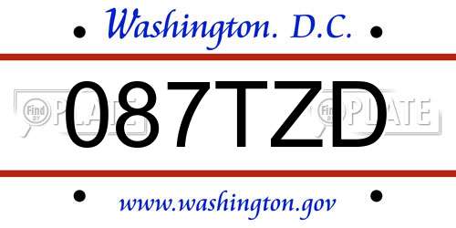 087TZD District Of Columbia License Plate