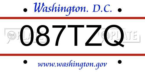 087TZQ District Of Columbia License Plate