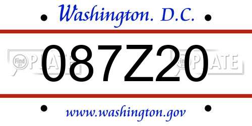 087Z20 District Of Columbia License Plate