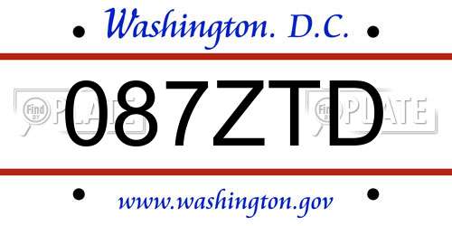 087ZTD District Of Columbia License Plate