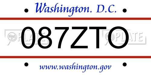 087ZTO District Of Columbia License Plate