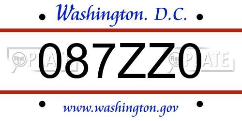 087ZZ0 District Of Columbia License Plate