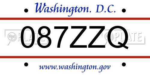 087ZZQ District Of Columbia License Plate