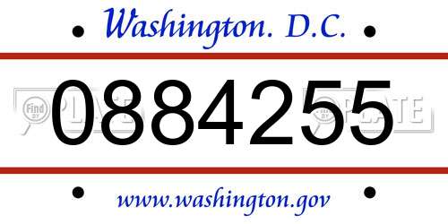 0884255 District Of Columbia License Plate