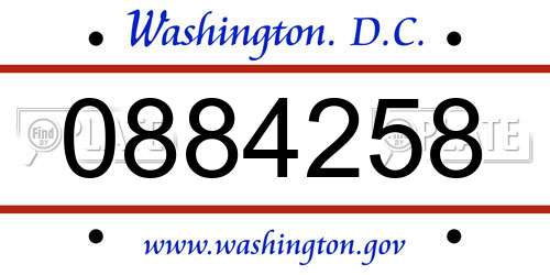 0884258 District Of Columbia License Plate