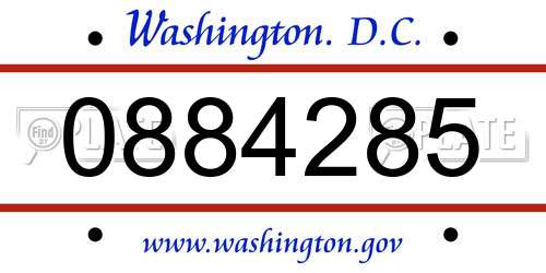 0884285 District Of Columbia License Plate