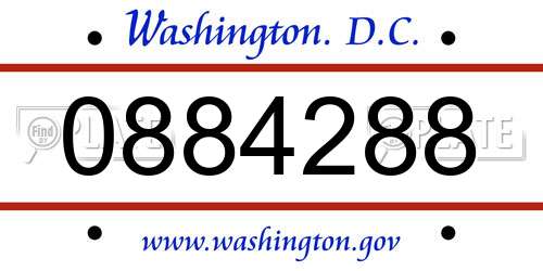 0884288 District Of Columbia License Plate