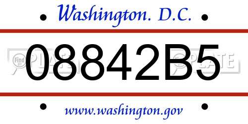 08842B5 District Of Columbia License Plate