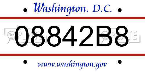 08842B8 District Of Columbia License Plate