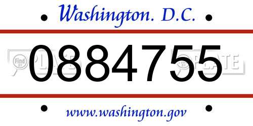 0884755 District Of Columbia License Plate