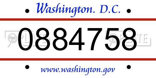0884758 District Of Columbia License Plate