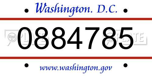 0884785 District Of Columbia License Plate
