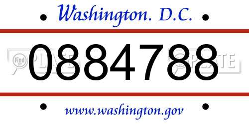 0884788 District Of Columbia License Plate