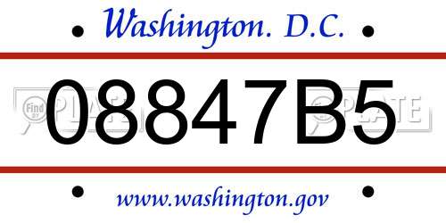 08847B5 District Of Columbia License Plate