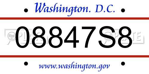 08847S8 District Of Columbia License Plate