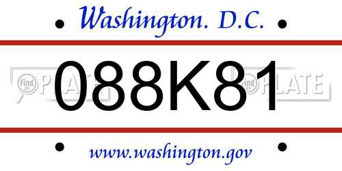 088K81 District Of Columbia License Plate