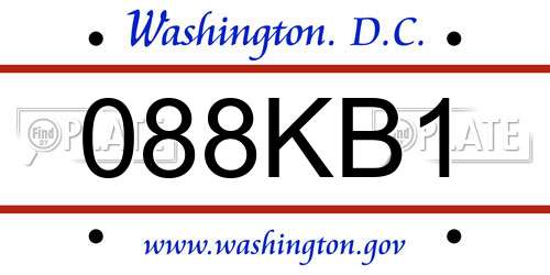 088KB1 District Of Columbia License Plate