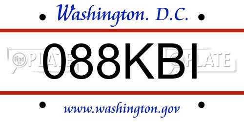 088KBI District Of Columbia License Plate