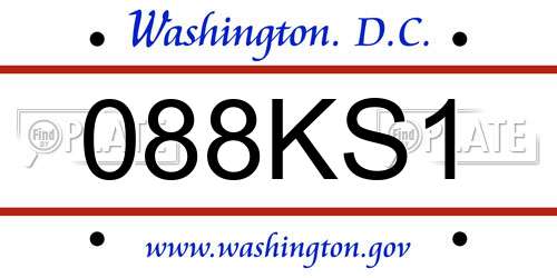088KS1 District Of Columbia License Plate